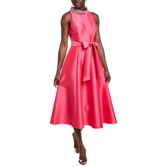 Badgley Mischka WomensBeaded Mock Neck Gown, Pink